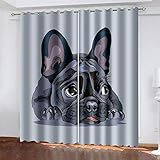 WEFSDV Verdunkelungsvorhang Cartoon-Tierhund Vorhang Blickdicht 160x107 cm Gardinen Schlafzimmer Ösenvorhang Blickdicht Verdunkelungsvorhang 2Er S