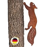 Glaskönig - Rostiges Eichhörnchen rennend - Baumstecker Edelrost Deko Höhe 15cm x Länge 42cm - Metall Rost Gartendeko als Eichhörnchen Figur- Rostdeko fü