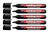 Edding 4-300001 300 Industry Permanent Marker - Rundspitze - Beschriftung von Karton, Metall, Gummi und Glas, schwarz (1,5-3 mm, 5er Pack)