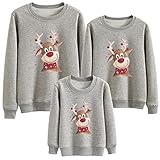 Alueeu Fleece-Pullover-Sweatshirt Herren Warm Damen Kinder Weihnachtspullover-Familie-Set: Xmas Pullover Fleecepullover Winter Weihnachten Fleecepulli Einfarbig Rundhals Langarm Übergröße Ob