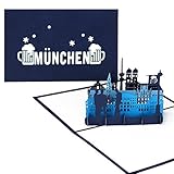 Pop Up Karte „München Skyline - München & Bayrisches Bier“ - 3D Geburtstagskarte aus Bayern als Deko & Souvenir, Einladungskarte, Geschenkgutschein & Reisegutschein zum Oktob