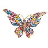 Colcolo Vintage Frauen Schmetterlinge Brosche Kristall Strass Anstecknadel niedliche Tierform Schal Clip tägliches Tragen Brustnadel - B