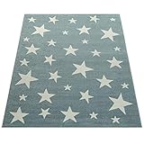 Amazon Brand - Umi Teppich Kurzflorteppich mit Sternen für Spielzimmer in Pastellfarben Modernes Design, Farbe:Türkis, Größe:120x170