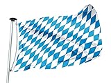 FLAGLY Premium Fahnen & Flaggen 100x150cm -115g/m² Stoffgewicht - gedruckt, Robustes und witterungsbeständiges Glanzpolyester mit Ösen, Bundesländerfahnen (100 x 150 cm, Bayern-Raute oW)