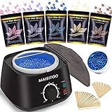 MAISITOO Wachswärmer Wachs Haarentfernung,Wax Enthaarung Set,Wax Warmer,Wax Heater,Waxing Set,Schmerzloses Wachserhitzer Haarentfernung Set mit 5 Wachsbohnen,30 Holzspateln,für Achsel,Bein,G