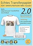 TransOurDream ECHTE Inkjet/Laser Transferfolie Transferpapier,DIN A3X10 Blatt,Bedruckbare Bügelfolie für helle T Shirts/Textilien,Folie für Tintenstrahldrucker und Laserdrucker(02-10)