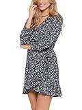 ONLY Damen Wickel Kleid ONLCarly Mini-Kleid mit Alloverprint 15168029 Night Sky/White Flowers 38