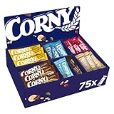 Corny Bestseller-Box, Thekendisplay mit Corny Big Schoko, Big Schoko-Banane, Milch Classic, nussvoll Erdnuss und Vollmilch, Haferkraft Cranberry-Kürbiskern, Crunch, free Schoko, 75 Rieg