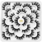 KOUSEI Falsche Wimpern Dramatisch 10 Paar Wimpern Pack Flauschig Lange Weiche Dicke Verlängerung Natürliche Volumen Wiederverwendbare handgefertigte Make-up-Wimpern Kein Kleb