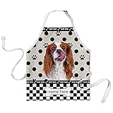 BAGEYOU Personalisierbare Schürze mit Punkten und Karomuster mit lustigem Hund, lustiger und niedlicher Cavalier King Charles Spaniel, für Herren und D