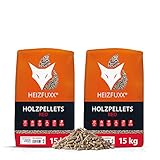 HEIZFUXX Holzpellets Red Heizpellets Hartholz Wood Pellet Öko Energie Heizung Kessel Sackware 6mm 15kg x 2 Sack 30kg / 1 Karton Palig