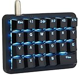 Koolertron Einhand Mini Tastatur, Mechanische Gaming Tastatur mit 23 Voll Programmierbaren Tasten, Gaming Tastatur für Windows Mac Schreibkraft PC Gamer (Black/Blue Backlit/Blue switches)