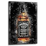 Kunstgestalten24 Leinwandbild Jack Daniels Whiskey Abstrakt Style Wand Bilder Kunst Druck Raum Dekoration Bar Lounge, Größe: 60x40cm mit 2cm R
