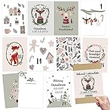 Papierdrachen Karten-Adventskalender zum Basteln und Verschenken für Englisch Set 7 | 24 Postkarten zum Gestalten | Geschenkidee in der Vorweihnachtszeit| mit liebevollen Motiven zum Aufhäng