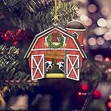 Christbaumschmuck 8.5cm Familienanhänger Bemalte Autoschmuck Verschiedene Ornaments Anhänger aus Weihnachtsbaum hängen Holzanhänger Deko Weihnachtsdeko Verzierung Weihnachtsanhänger für Party