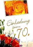 Einladungskarten 70. Geburtstag Frau Mann mit Innentext Motiv Rosen 10 Klappkarten DIN A6 im Hochformat mit weißen Umschlägen im Set Geburtstagskarten Einladung 70 Geburtstag Mann Frau K247