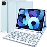 Ipad Air 2020 Hülle mit Tastatur (2020, 10,9), Schlankes Smart Cover mit Abnehmbarer Bluetooth Tastatur für iPad Air 4 10.9' 2020/iPad Pro 11' 2021/2020/2018(3./2./1. Generation) (Himmelblau)