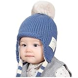 LianMengMVP Wintermütze Baby Jungen Mädchen Hut Kleinkind Earflap Beanie warme Häkel Strickmütze (Blau)