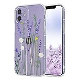 Ownest Kompatibel mit iPhone 11 Hülle,Blumen Transparent Back 3D Floral Muster und Mädchen Frau Weich TPU Bumper Schutzhülle Case für iPhone 11-(Lila)