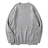 DOBEI Herren Strickhemd Langarm Rundkragen Einfarbig Loose Fit Sweatshirt Pullover Pulli Sweater Herrenhemden Herbst Winter Casual Baumwolle Freizeithemd Langarmshirts Unterhemd U