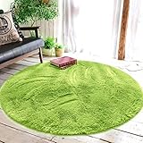 ZHOUZEKAI Teppich, Runde Seide Wolle Material Yoga Teppich für Wohnzimmer Schlafzimmer und Bad,Teppich Seidige Glatte Teppiche, (Grün, 120cm)