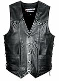 Bohmberg Herren Motorrad Lederweste aus 100% Rindleder Glatt Bikerweste mit Schnürung Gr.3XL