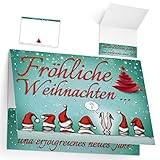 Weihnachtskarten Set (12 Stück) WEIHNACHTSMÜTZEN - lustige Klappkarten - ideal privat & geschäftlich - Frohe Weihnachten Karten von BREITENWER