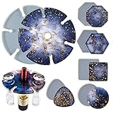 MAEKIJOY Untersetzer Becherhalter 6 Stück Harz Formen Set, Epoxidharz Formen Große Gieß Silikonformen DIY Selber Machen Resin Art Zubehör Tablett Decoration Wine Rack Coaster Weing