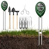 Mini Pflanzen Werkzeug Set, Boden Messgerät mit 10-teiligem Bonsai Werkzeug, Pflanzen Bodentester 3 in 1 Pflanze Tester einschließlich Gartenschere, Faltenschere, Mini-Rechen, Knospe & Trimmer S