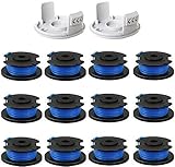 Rasentrimme-Ersatzspule, 2,0 mm, 18 V, 24 V, 40 V, kompatibel mit Ry-OBI One+ AC14RL3A, Unkrautfresser-Schnur, Auto-Feed 522994001 Kappe, kabellose Trimmerschnur: 3,4 m (12 x Spulen + 2 x Kappe)