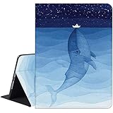 Richyun Schutzhülle für iPad 5. und 6. Generation, iPad 9,7 Hülle 2017 & 2018, iPad Air 1 & 2, verstellbarer Ständer, automatische Schlaf- und Weckfunktion, Folio-Leder-Schutzhülle (Whale)