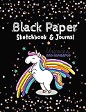Black Paper Sketchbook & Journal: Unicorn Sketchbook Black Paper for Drawing with G