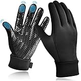 Touchscreen Winterhandschuhe Herren Outdoor Handschuhe - Schwarz Running Thermo Damen Fahrradhandschuhe Wasserdicht Winddicht Bekleidung mit Warm für Ski Arbeits Fußball Motorrad Fahrrad Lauf MTB L