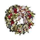 NZNGII Weihnachtskranz Deko Künstliche Weihnachtskränze Weihnachtsgirlande Deko Wandkranz ​Weihnachtsschmuck Tote Zweige Weinrebe Ring Anhäng