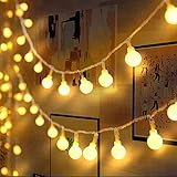 Lichterkette 120er LEDs Kugel Lichterkette Innen/Außen, LOFTer 15M Globe Lichterkette Warmweiß mit 8 Leuchtmodis, Wasserdicht Deko Lichterkette Strombetrieben für Garten/Party/Hochzeit/W