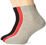 PUMA Unisex Plain 3P Quarter Socke, Mehrfarbig (Black/Red), 47-49