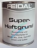 Feidal Super Haftgrund, Farbton weiss / reinweiss RAL 9010, seidenmatt ,Rostschutzgrundierung f. Metall, Aluminium, Zink, Kupfer, Hart-PVC , Kunststoff , Holz, Innen u. Außen / 750 ml / für Industrie u. Handwerk v. F