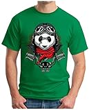 OM3 - Panda-Rider - T-Shirt Biker Rocker MC Bear Motor Club 1% er Fast Furious Geek, L, Grü