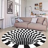 QSQ 3D Vortex Bottomless Hole Rug, Teppich für optische Täuschung Geometrischer Teppich rutschfeste Bodenmatte für Wohnzimmer Schlafzimmer Dekoration,200x200