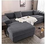 Sofabezug L Form/U Form/Ecksofa, Sofa/Couch überzug aus Dicker Fleecestoff für 1/2/3 Sitzer L/U Form, Sofaschutz H