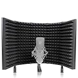 DIOKAYI Professional Microphone Isolation Shield, 5-Panel Filter, Dichte Absorber Foam wird verwendet, um Vokal zu filtern, Kompatibel mit vielen Condenser Mikrofon Recording Equip