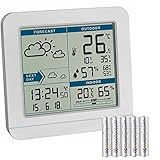 TFA Dostmann Sky 35.1152 Funk-Wetterstation mit Außensensor, Wettervorhersage und Funkuhr (weiss mit Batterien)