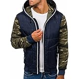 Herren Steppjacke Schwarz Warm Wintermantel Hooded Puffer Jacket Gepolstert Warm Leichte Winterjacke Wasserabweisend Regenmantel Mikrofaserfüller Ideal bei kaltem Wetter, A107_navy, 85