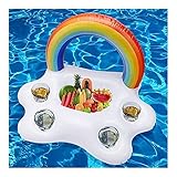 Sommer Party Barrel Regenbogen Wolkenhalter Aufblasbares Schwimmbad Floating Pool Bier Trinker Trinker Trinkablage Schwimmen Ring 1 stück