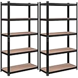 SONGMICS Lagerregale, Schwerlastregale, 2er Set, Kellerregale, 180 x 90 x 40 cm, bis 875 kg belastbar, Regale, Steckregale, verstärktes Stahlgestell, 5 verstellbare Ablagen, schwarz GLR040B02