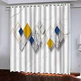 XKSJWY Vorhang Blickdicht 3D Gelbe Geometrische Textur Muster Ösenschal 2Er Set 200X160Cm Fenster Gardinen Mit Ösen Verdunkelungsvorhang Wohnzimmer Kinderzimmer Thermovorhang Schallschutz Vorhäng