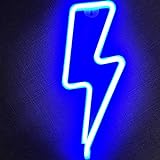 Fancci Led Blitz Neonlicht Nachtlicht für Schlafzimmer - Batterie oder USB Neon Sign Schild Lampe betriebene Leuchtreklamen für Wand Deko Kinderzimmer Party Wohnzimmer Weihnachten Neujahr (Blau)