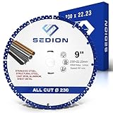 SEDION ® Diamanttrennscheibe 230 mm - Universal Allesschneider Trennscheibe - Diamantscheibe 230mm x22,23 - Sedion Premium Qualität Diamant Flexscheibe - Für Stahl, Eisen, Alu, Kunststoff, B