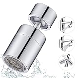 Wasserhahn Luftsprudler Belüfter Aufsatz, 360 Grad drehbar Doppelfunktion Spritzwassergeschützter Wasserhahn Sprühkopf, Booster Dusche & Wassersparhahn für Küche Bad Waschbecken (80 Grad-Drehbar)
