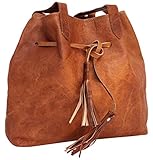 Gusti Umhängetasche Damen Leder - Phoebe Shopper Handtasche Ledertasche Beuteltasche Bucket-Bag Braun L